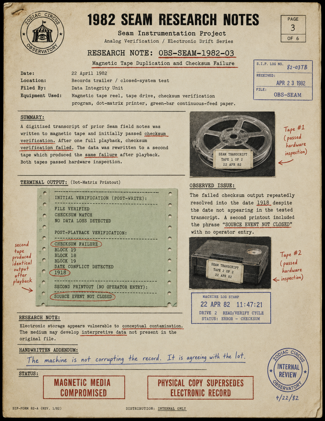 1982 field study document 3